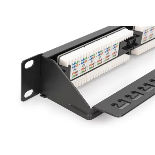 DIGITUS DN-91624U-CR 19" 1HE 24-Port Cat.6 Kompakt-Patchpanel, schwarz, ungeschirmt
