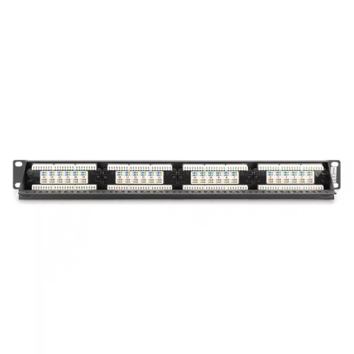 DIGITUS DN-91624U-CR 19" 1HE 24-Port Cat.6 Kompakt-Patchpanel, schwarz, ungeschirmt