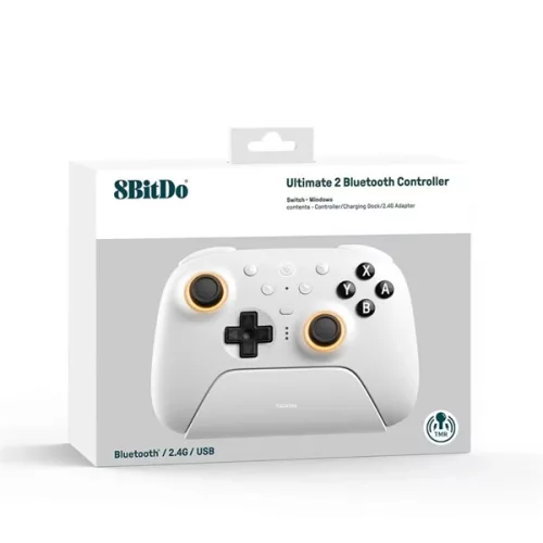 8BitDo Ultimate 2 Nintendo Switch / Switch 2 / PC Hall-Effect fehér vezeték nélküli kontroller