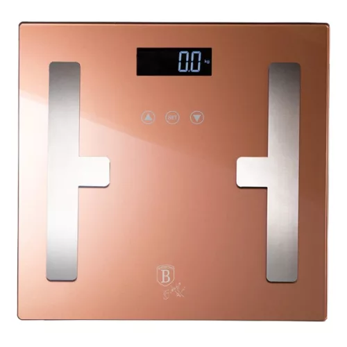 Osobná váha Berlinger Haus BH/9356, nosnosť 180 kg, analyzátor telesného tuku, sklo, ružové zlato
