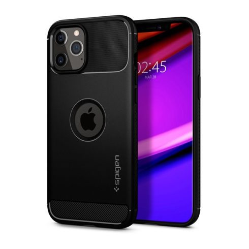 Spigen Rugged Armor Apple iPhone 12/12 Pro tok, Matte Black, fekete