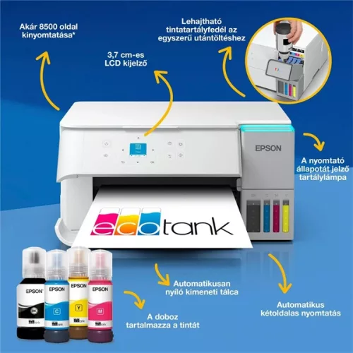 Epson EcoTank L4366 (A4, 33 lap/perc, duplex, USB/Wifi/Wifi Direct) színes tintasugaras multifunkciós nyomtató