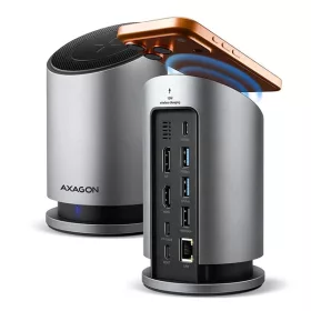   Axagon HMC-WL9 USB-C 10 Gbps 9in1 hub vezeték nélküli töltéssel