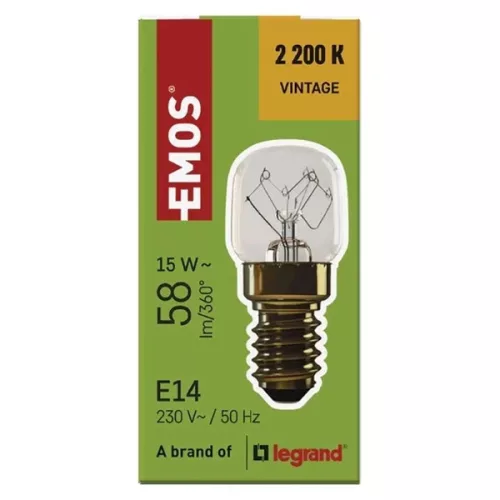 Emos T22 300°C 15W 58lm E14 WW+ sütő izzó