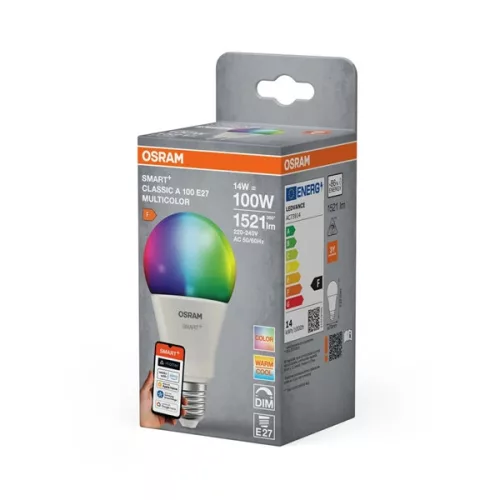 Osram SMART+ MATTER A100 RGBW, nastaviteľná teplota farieb, matný, svetelný zdroj 14W E27