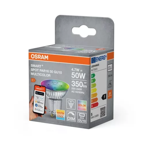 Bodové svietidlo Osram SMART+ MATTER s nastaviteľnou teplotou farby, svetelný zdroj 4,7 W GU10