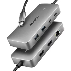 Axagon HMC-CUB83X2 USB-C 10Gbps DVOJITÝ 4K DISPLEJ 7v1 hub
