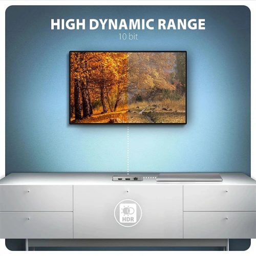 Axagon HMC-CUB83X2 USB-C 10Gbps DUAL 4K DISPLAY 7in1 hub