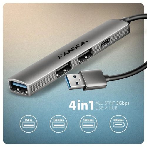 Axagon HUE-STA ALU STRIP USB-A 4 port hub