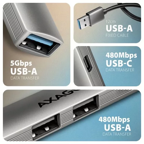 Axagon HUE-STA ALU STRIP USB-A hub so 4 portami