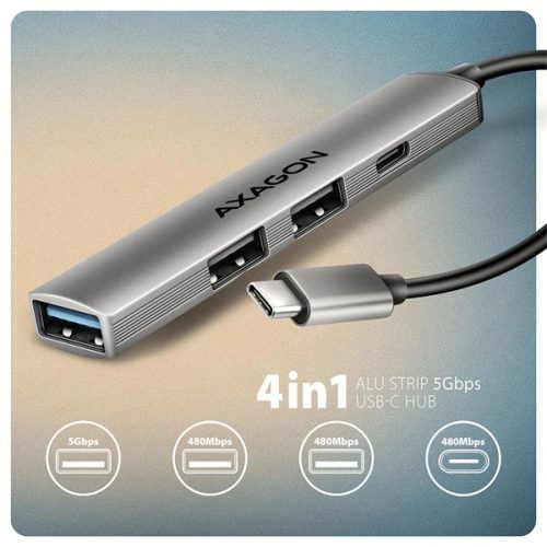 Axagon HUE-STC ALU STRIP USB-C 4 port hub