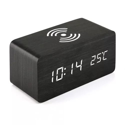 IRIS DC-100-WF-Qi 15W Qi vezeték nélküli töltővel, hangvezérlés fehér digitális óra