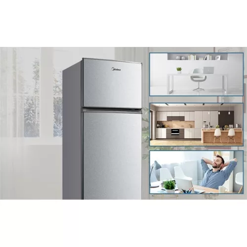 Midea MDRT294FGE50 strieborná, mraznička s hornou časťou, chladnička: 163 l, mraznička: 41 l, bez námrazy