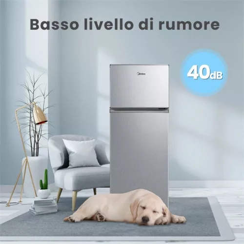Midea MDRT294FGE50 strieborná, mraznička s hornou časťou, chladnička: 163 l, mraznička: 41 l, bez námrazy