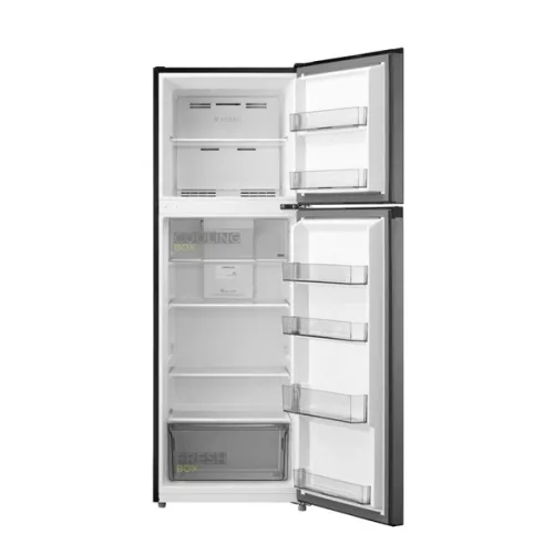 Midea MDRT385MTE46 inox, mraznička s hornou priehradkou, Chladnička: 206 l, Mraznička: 60 l, No frost chladnička