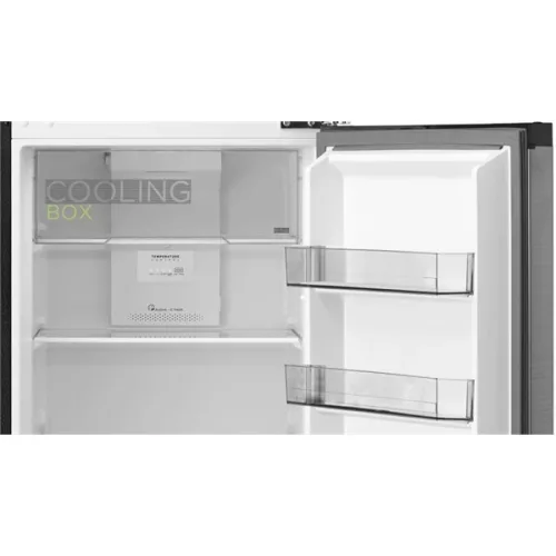 Midea MDRT385MTE46 inox, mraznička s hornou priehradkou, Chladnička: 206 l, Mraznička: 60 l, No frost chladnička