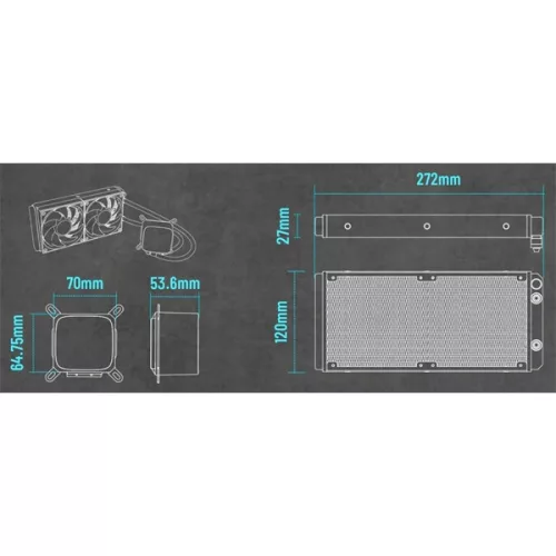 RAIDMAX DIGITAL LD240 ARGB BIELY LCD displej vodné chladenie