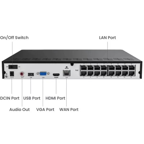 Reolink RP-PN16-NHD 24 csatorna/H265/2x SATA HDD total 32TB/16x PoE hálózati rögzítő(NVR)