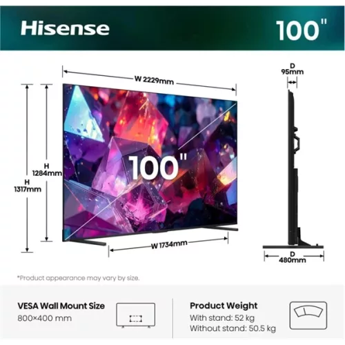 Hisense 100" 100E7S PRO 4K UHD Smart QLED TV