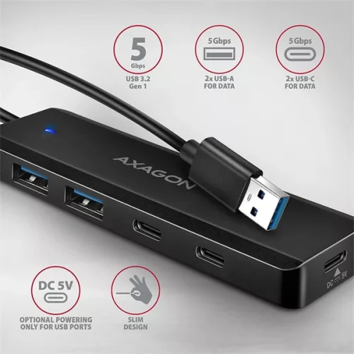 AXAGON HUE-C2A USB-A 5Gbps utazó hub