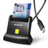 Axagon CRE-SM4NC univerzális asztali Smart / ID kártya olvasó hosszú USB-C kábellel