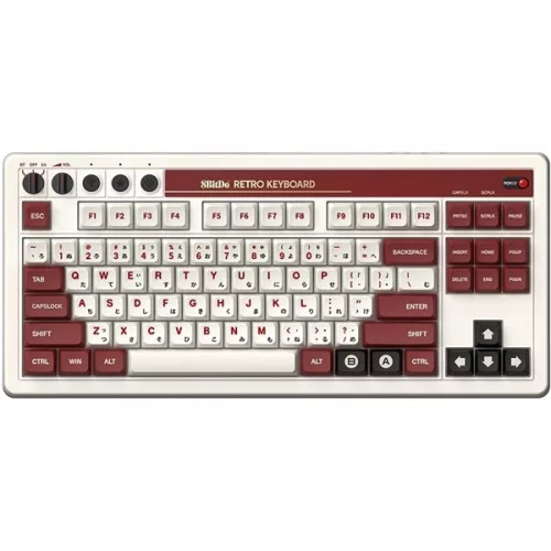 8BitDo Retro 87, Mechanikus, Kailh Box, Fami Edition, vezeték nélküli billentyűzet