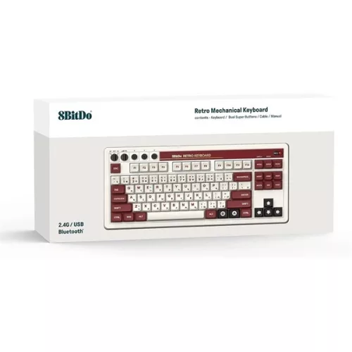 8BitDo Retro 87, Mechanikus, Kailh Box, Fami Edition, vezeték nélküli billentyűzet