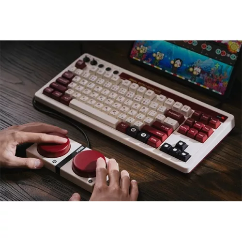 8BitDo Retro 87, Mechanikus, Kailh Box, Fami Edition, vezeték nélküli billentyűzet