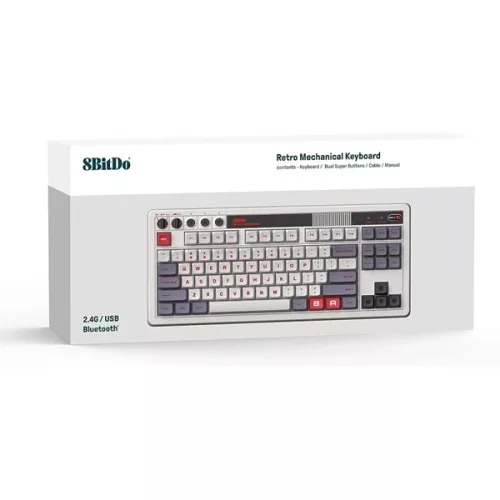 8BitDo Retro 87, Mechanikus, Kailh Box, N Edition, vezeték nélküli billentyűzet