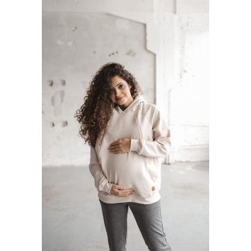   Anyasági oversize kismama és szoptató pulóver milk & love bézs