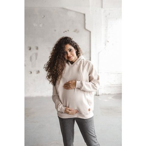 Anyasági oversize kismama és szoptató pulóver milk & love bézs