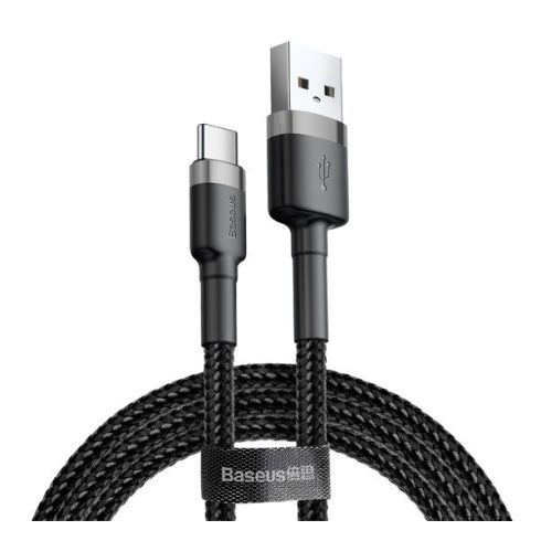 Baseus Cafule USB / USB-C töltő- és adatkábel, 2m, szürke/fekete