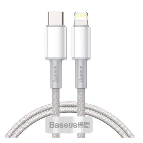 Baseus High Density USB-C / Lightning fonott töltő- és adatkábel, gyorstöltés, 1m, fehér