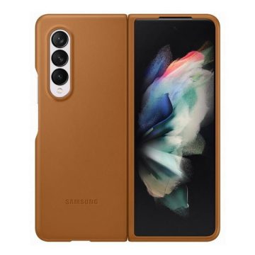   Samsung Galaxy Z Fold3 5G Leather Cover, gyári bőr tok, barna, EF-VF926