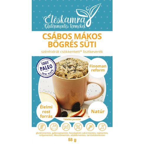 Éléskamra Csábos Mákos bögrés süti CH csökkentett lisztkeverék 58g (Paleo)