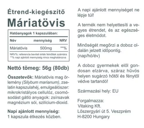 Vitaking Mariendistel 500 mg (80) Kapseln