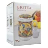 Porzellan-Teetasse „BIG TEA“, 330 ml, mit 4 verschiedenen Mustern, Deckel mit Rand und Metallfilter.