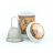 Porcelán teásbögre 330ml BIG TEA 4 féle mintával, peremes tetővel + fém szűrővel