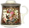 Porzellan-Teetasse 260 ml MINGXIN mit 4 Mustern, konischem Deckel und Metallfilter