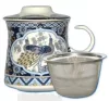 Porzellan-Teetasse 260 ml MINGXIN mit 4 Mustern, konischem Deckel und Metallfilter
