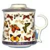 Porzellan-Teetasse 260 ml MINGXIN mit 4 Mustern, konischem Deckel und Metallfilter