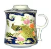 Porzellan-Teetasse 260 ml MINGXIN mit 4 Mustern, konischem Deckel und Metallfilter