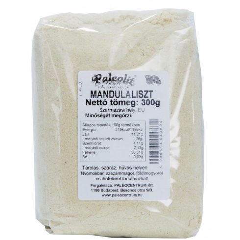 Paleolit Mandulaliszt zsírtalan 300g BOPP (préselvényből)