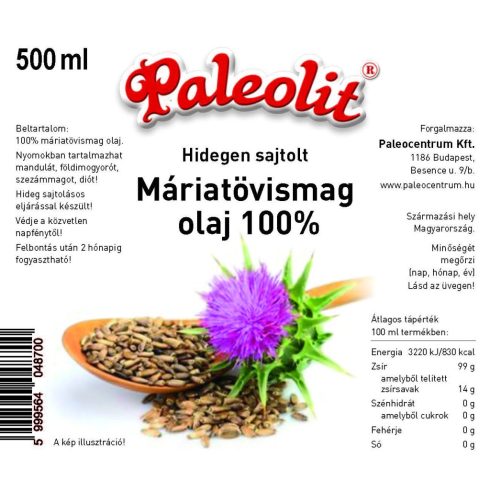 Paleolit Máriatövismag olaj 100% 500ml hidegen sajtolt (Silybum marianum) webshop termék