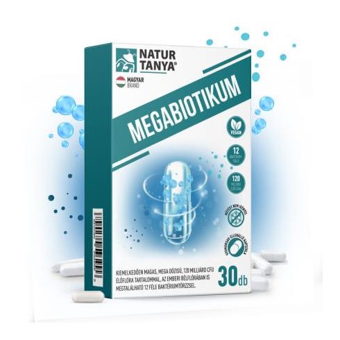 Natur Tanya® Megabiotikum 30db kapszula 12 féle baktériumtörzs, 120 milliárd CFU