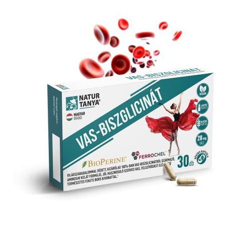 Natur Tanya® Vas-biszglicinát 30db kapsz BioPerine® fekete bors kivonattal