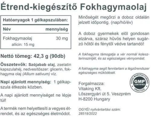 Vitaking Knoblauchöl 15 mg Allicin (90) Weichkapseln