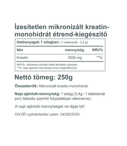 Vitaking Kreatinpulver 250g (mikronisiertes Kreatinmonohydrat)