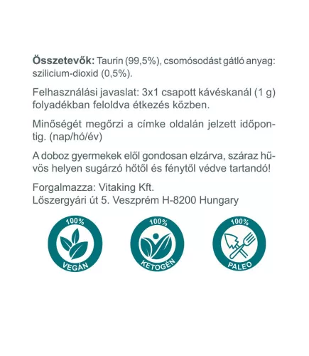 Vitaking Taurin – Taurinpulver 300 g