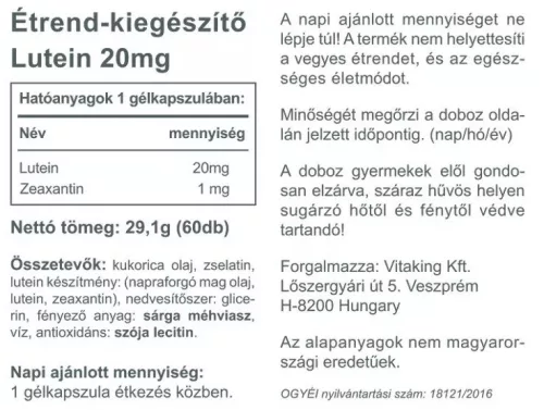 Vitaking Lutein 20mg (60) Weichkapseln